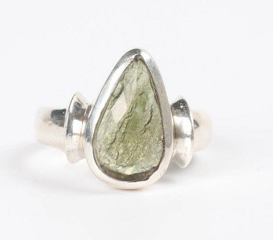 Sterling Moldavite Ring 8