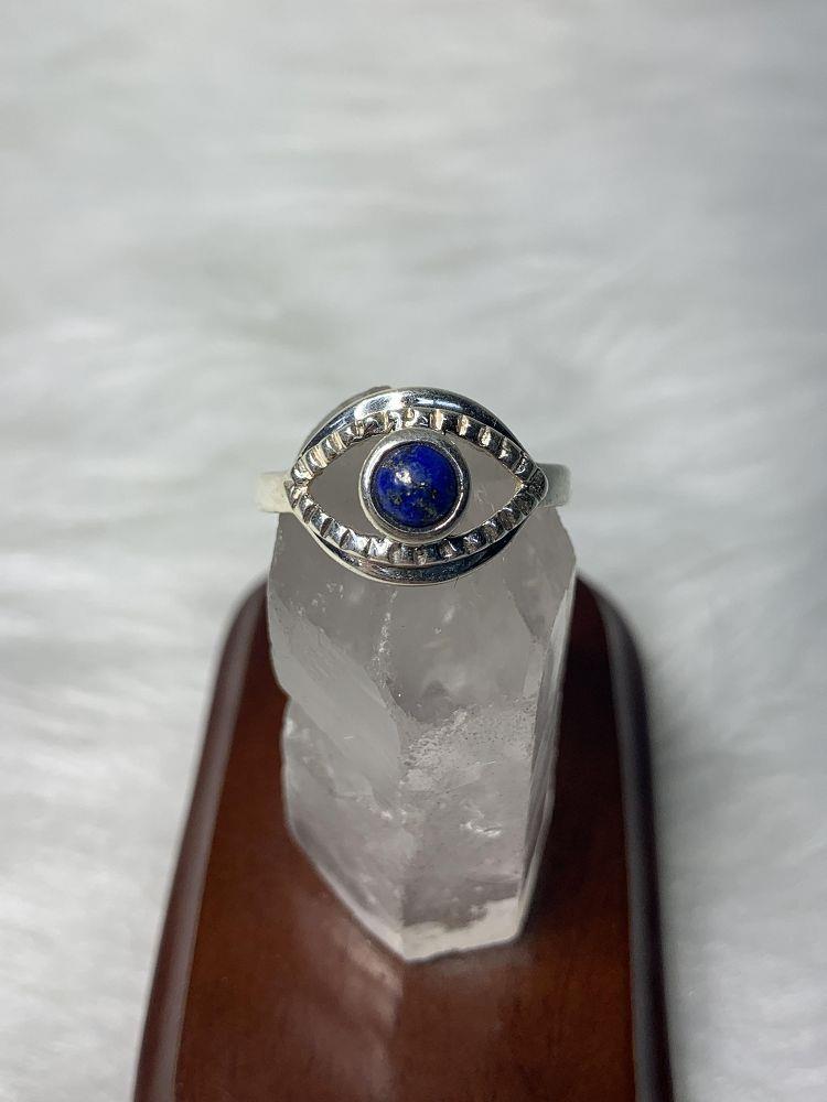 Lapis/Silver Evil Eye Ring Sz 9