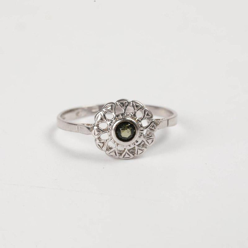 Faceted Moldavite Ring 7.5