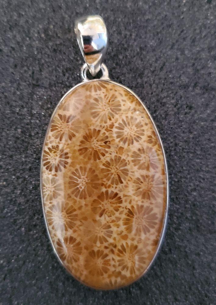 Sterling Petoskey Stone Pendant