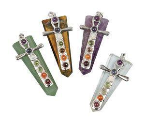 592 Chakra Cross on Wand Pendan