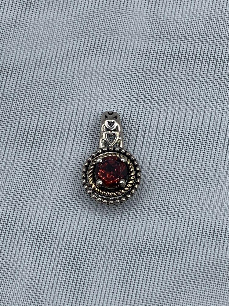 Sterling/14K Gold Garnet Pend.