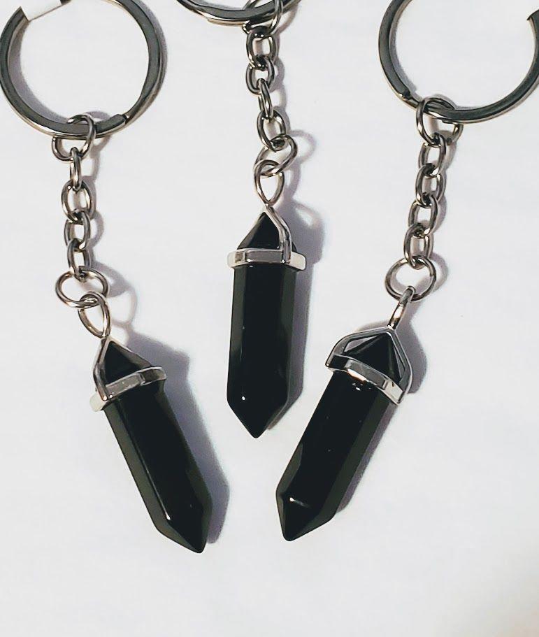 Black Obsidian Point Keychain