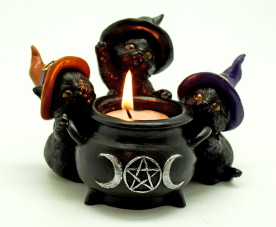 Witchy Cats Candle Holder