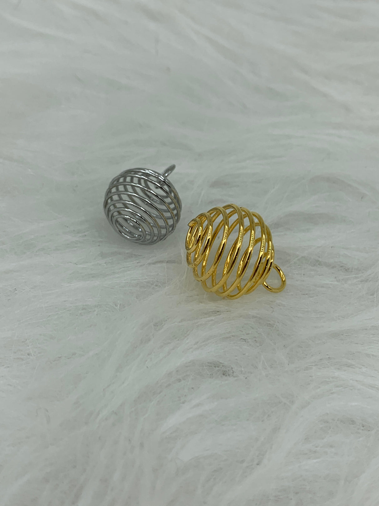 Mini Silver Round Stone Cage