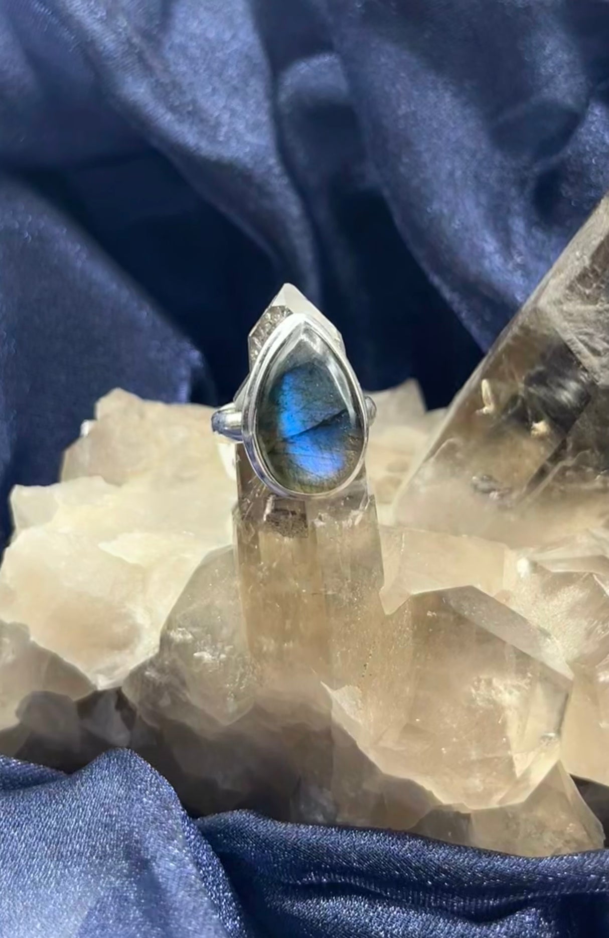 Blue Fire Labradorite SS Ring 7