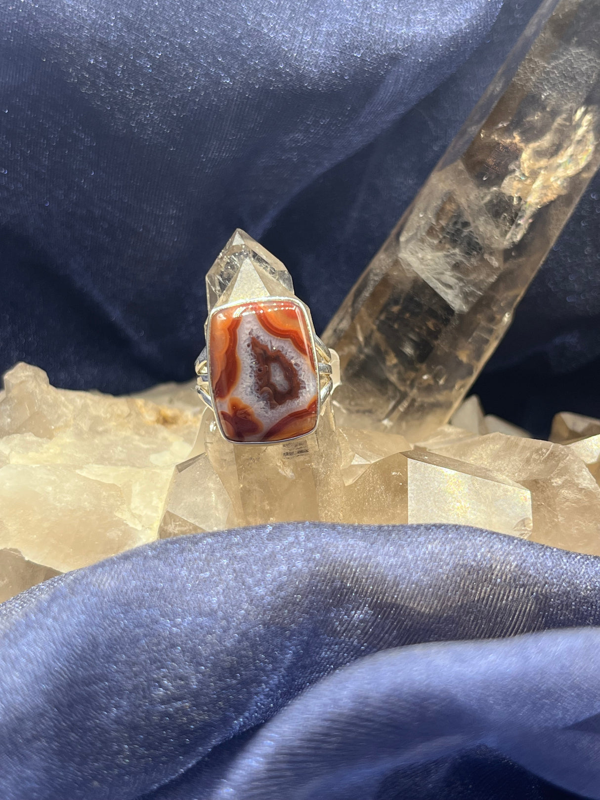 Lake Superior Agate SS Ring 8