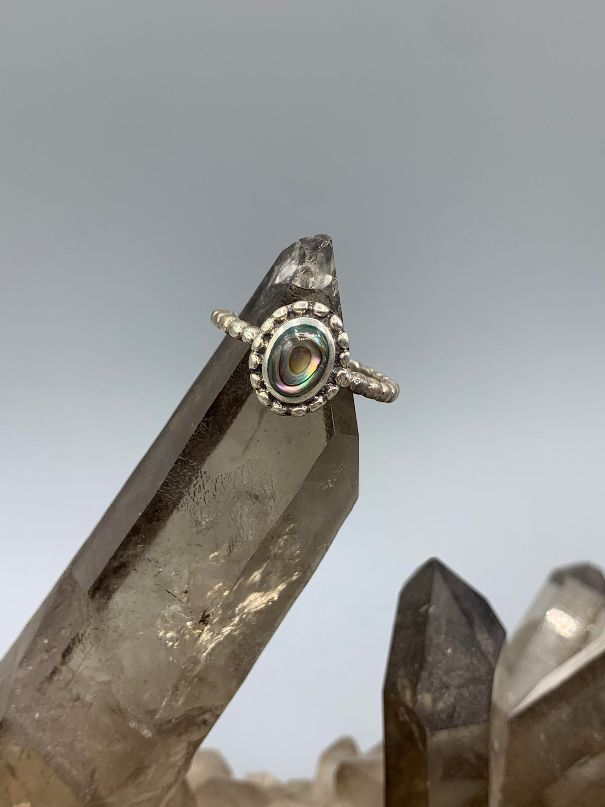 Sterling Silv. Abalone Oval Ring 8