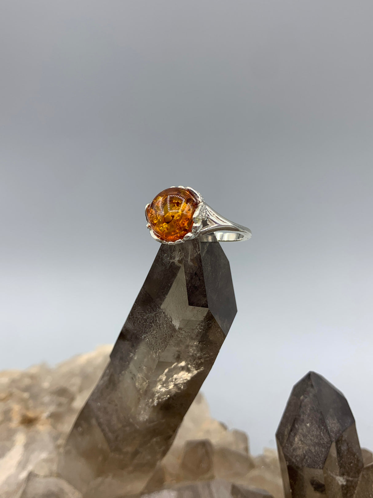 Amber W/ Dragonfly Details Ring 6