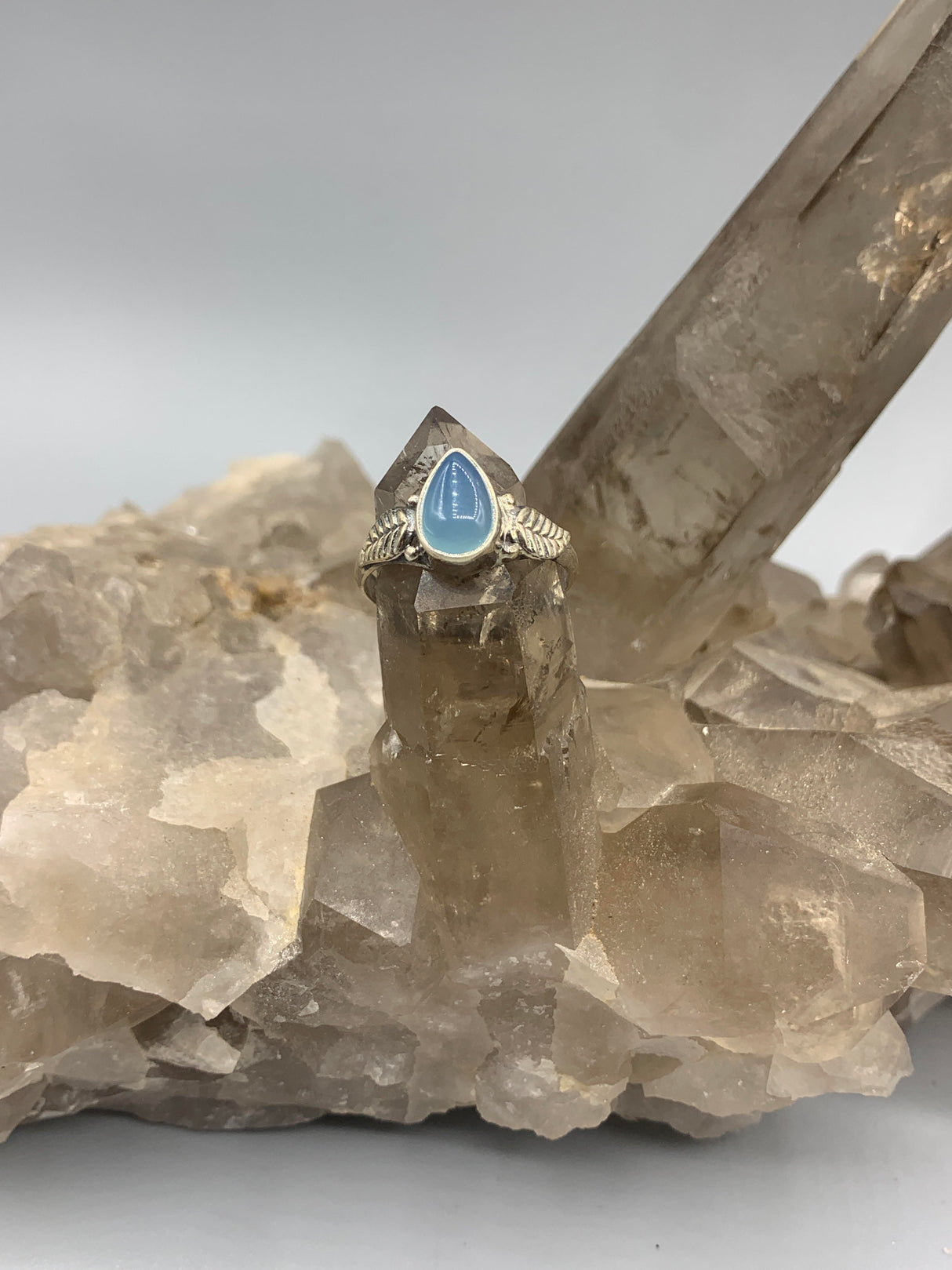 Sterling Silv. Aquamarine Teardrop Ring 7