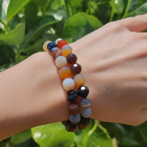 Faceted Banded Agate Bracelet 8mm