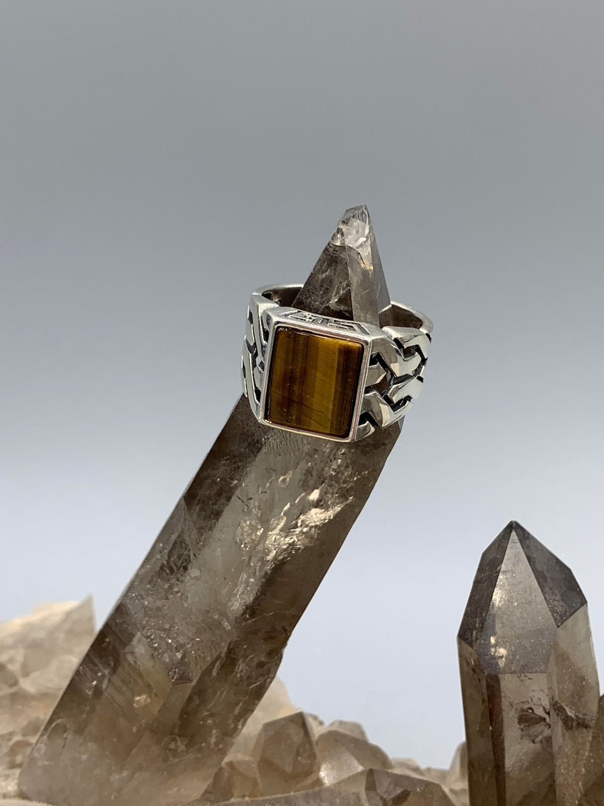 Sterling Celtic Tiger Eye Ring 11