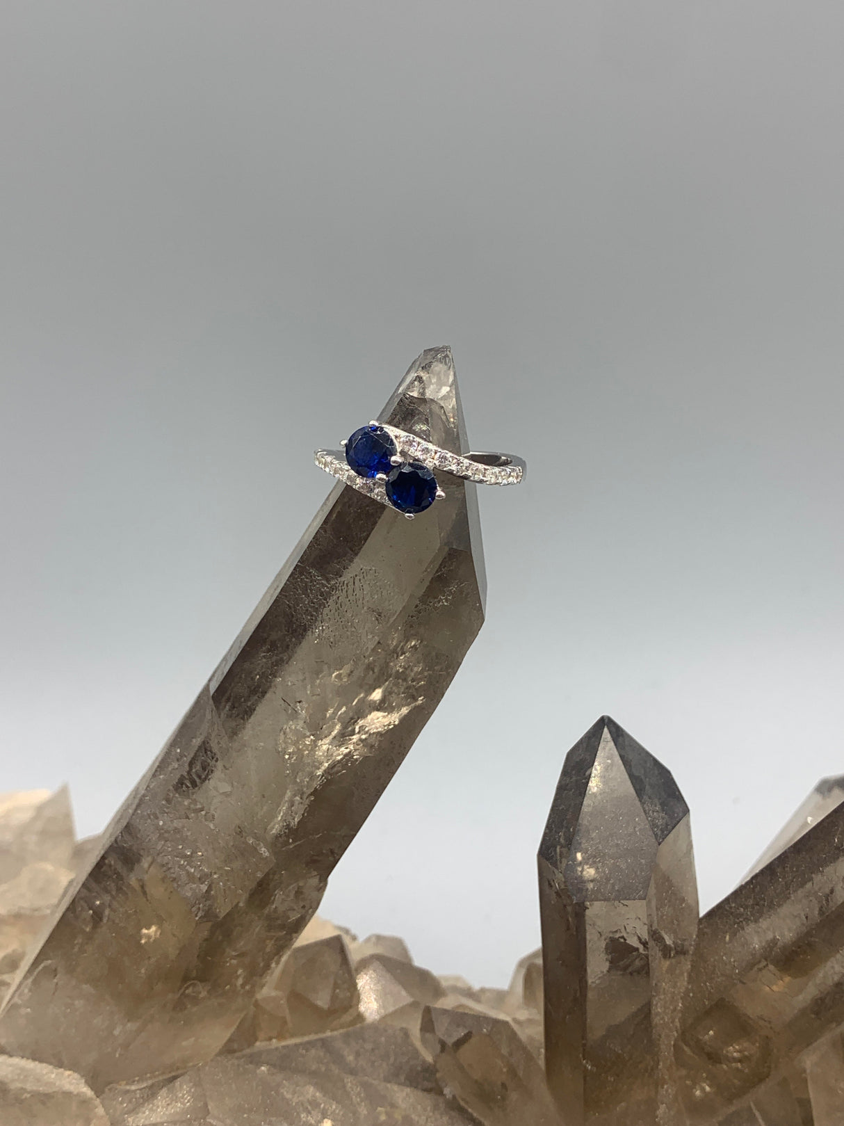 Sterling Silv. Dbl Sapphire Ring 8