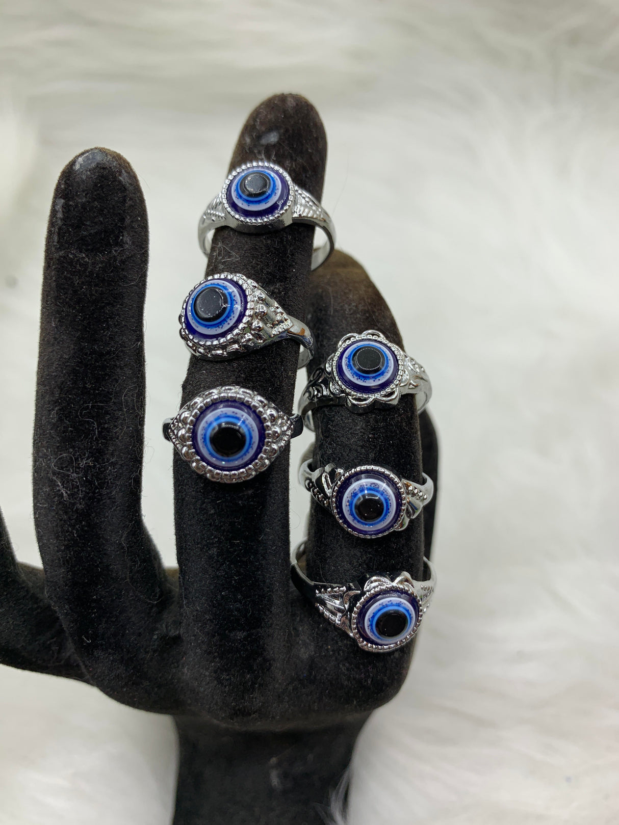 Silver-Plated Evil Eye Ring