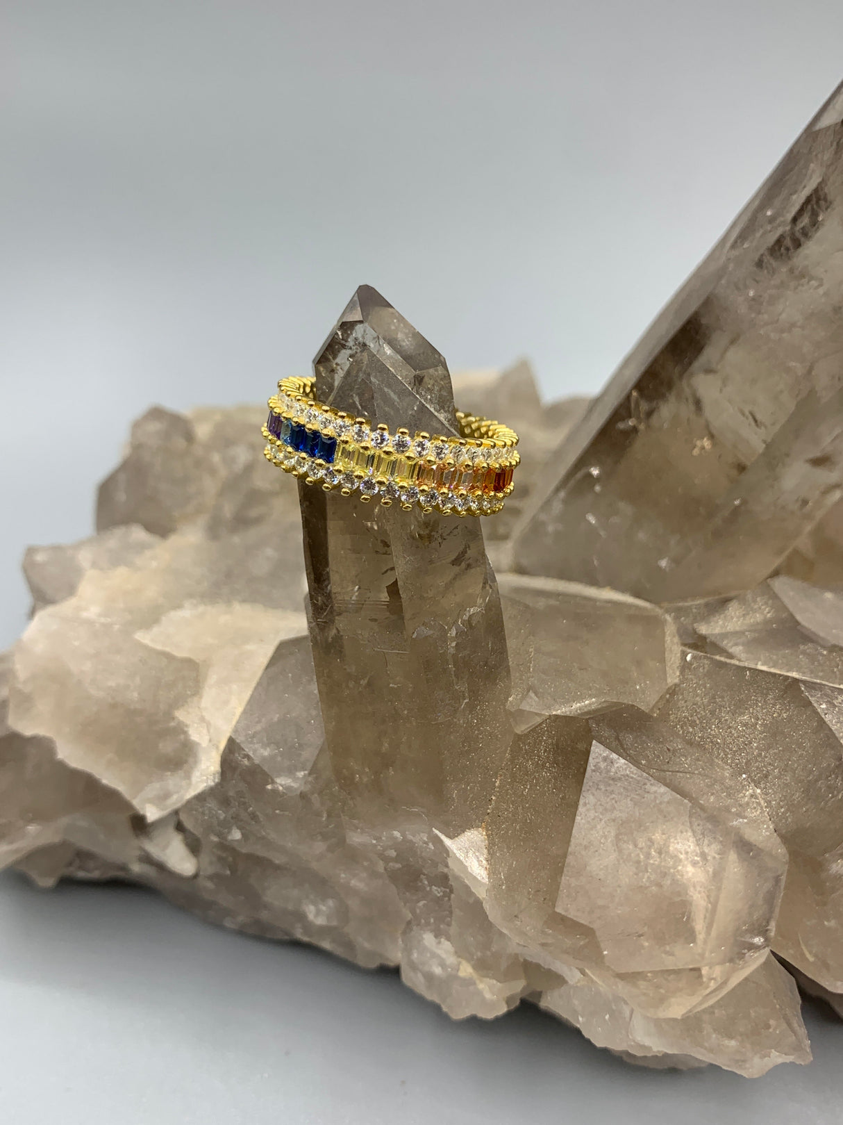 Sterling Gold Multi Colored Ring 7