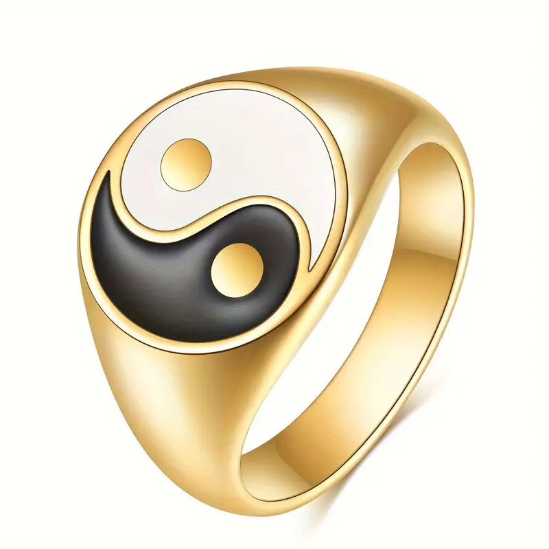 Sterling Yin Yang Ring GOLD 6