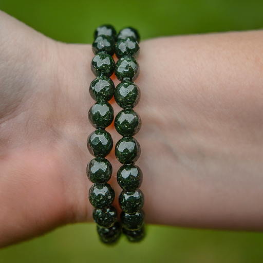 Faceted Green Goldstone Bracelet 8mm