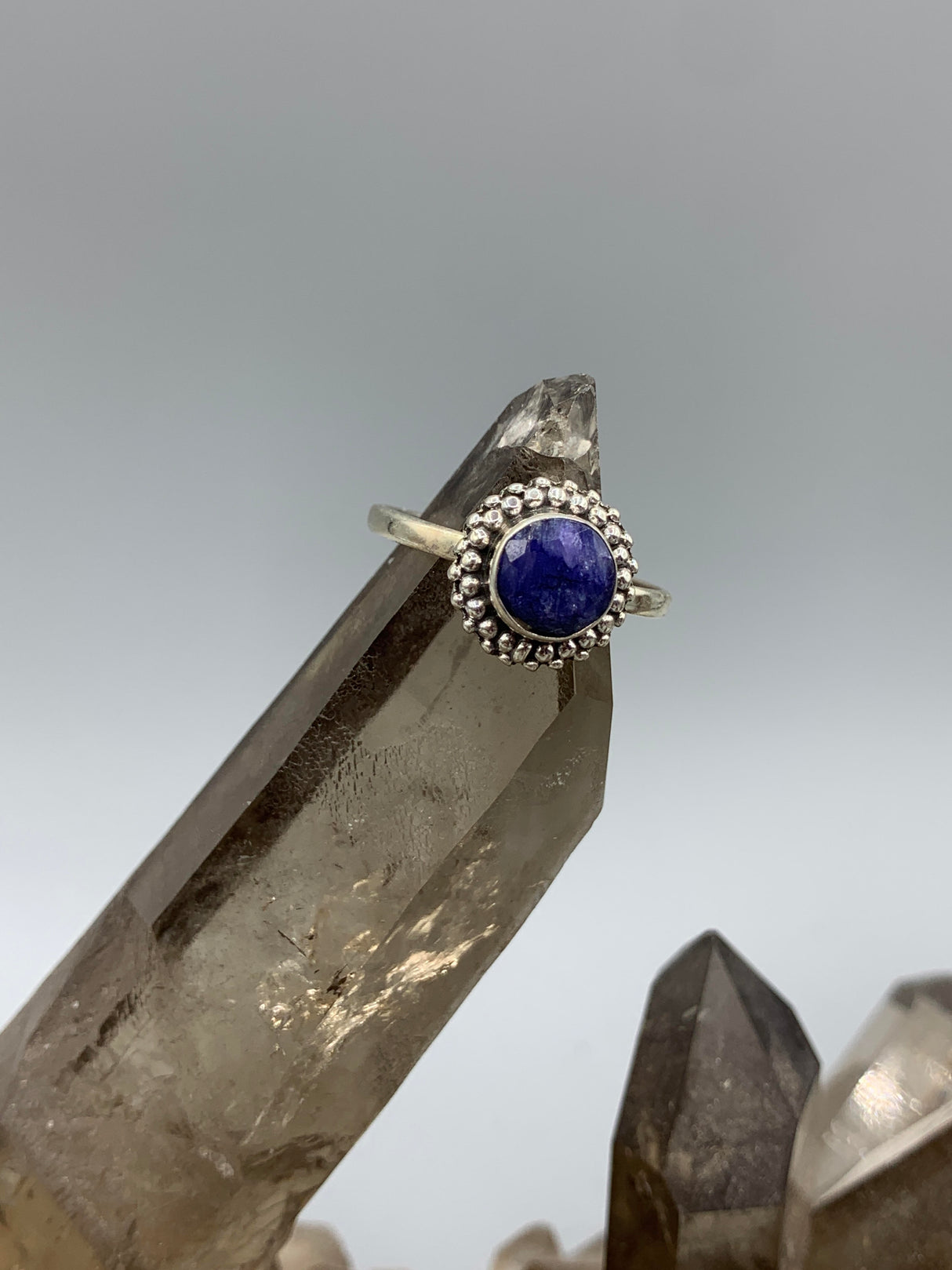 Sterling Floral Iolite Ring 8