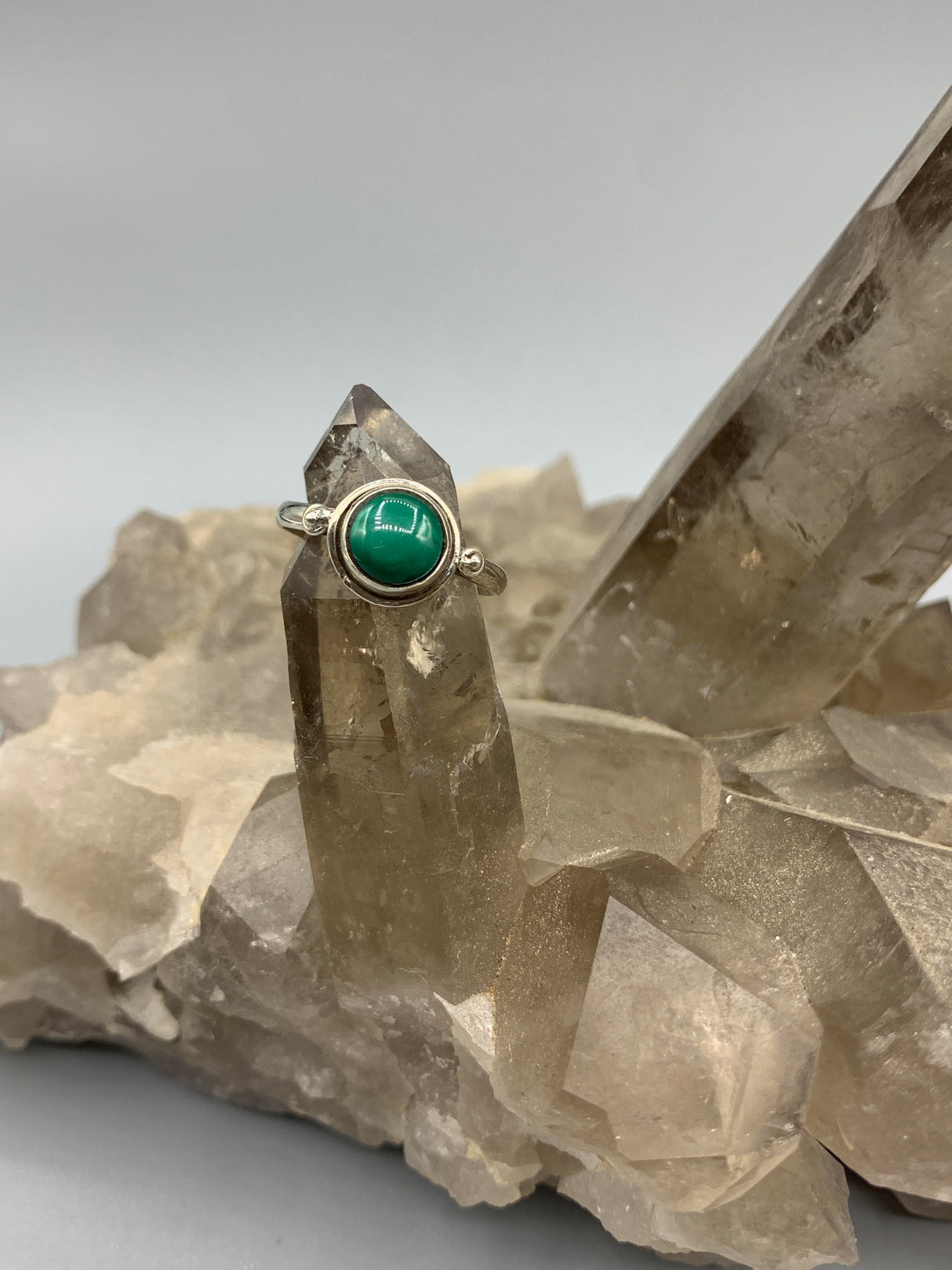 Sterling Silv. Malachite Ring 7