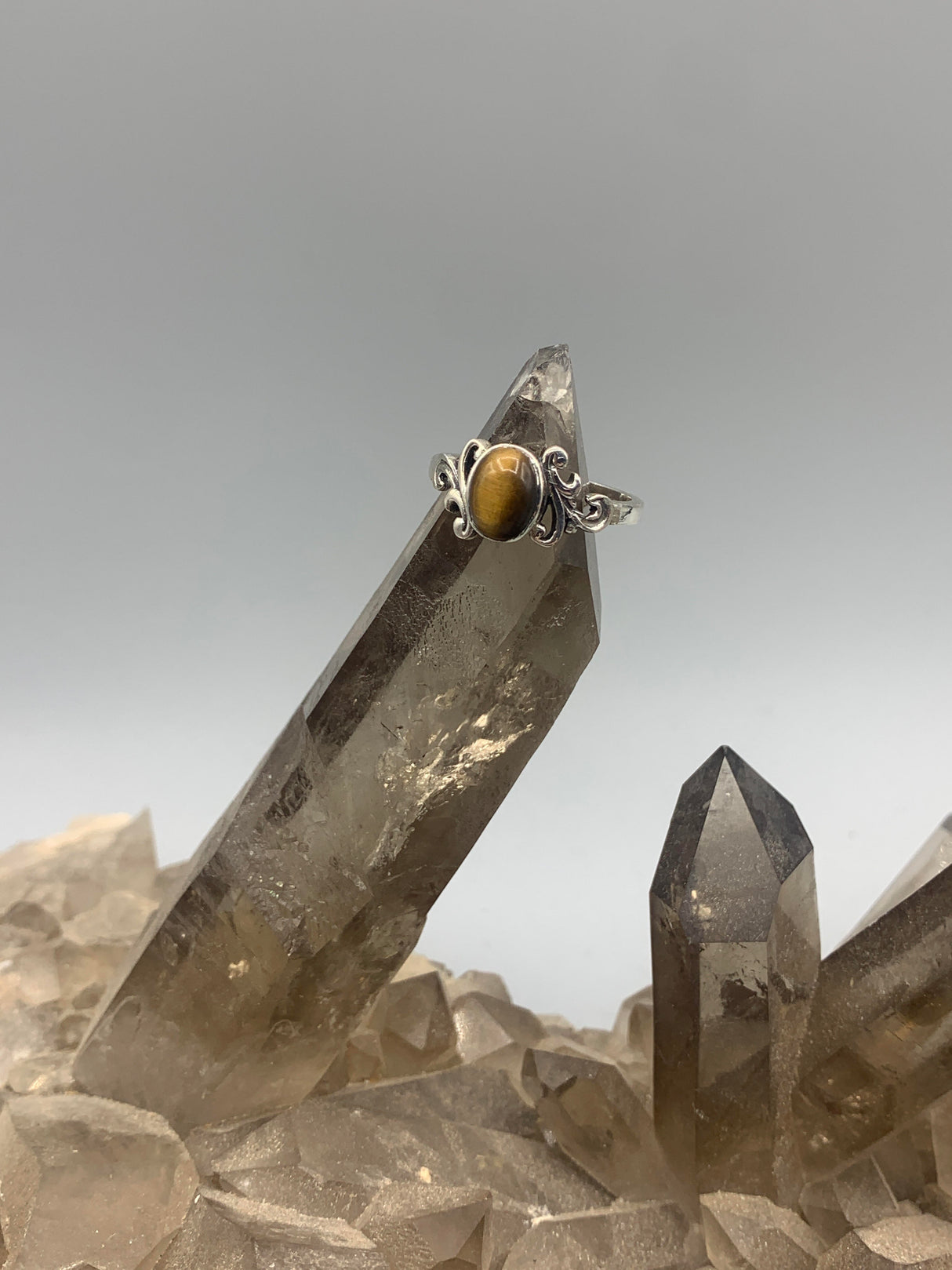 Sterling Oval Tiger Eye Ring 8