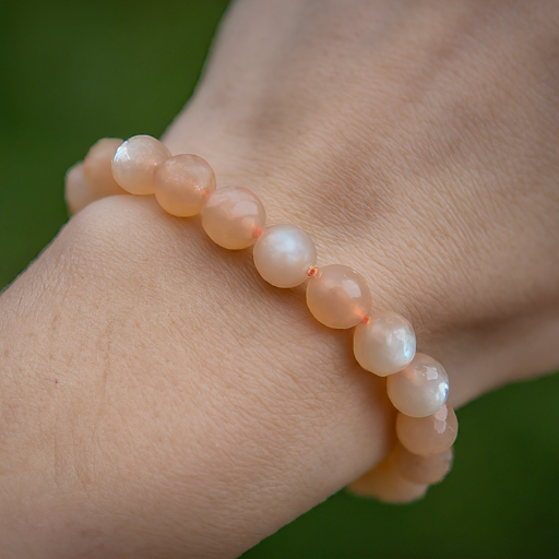 Faceted Peach Moonstone Bracelet 8mm