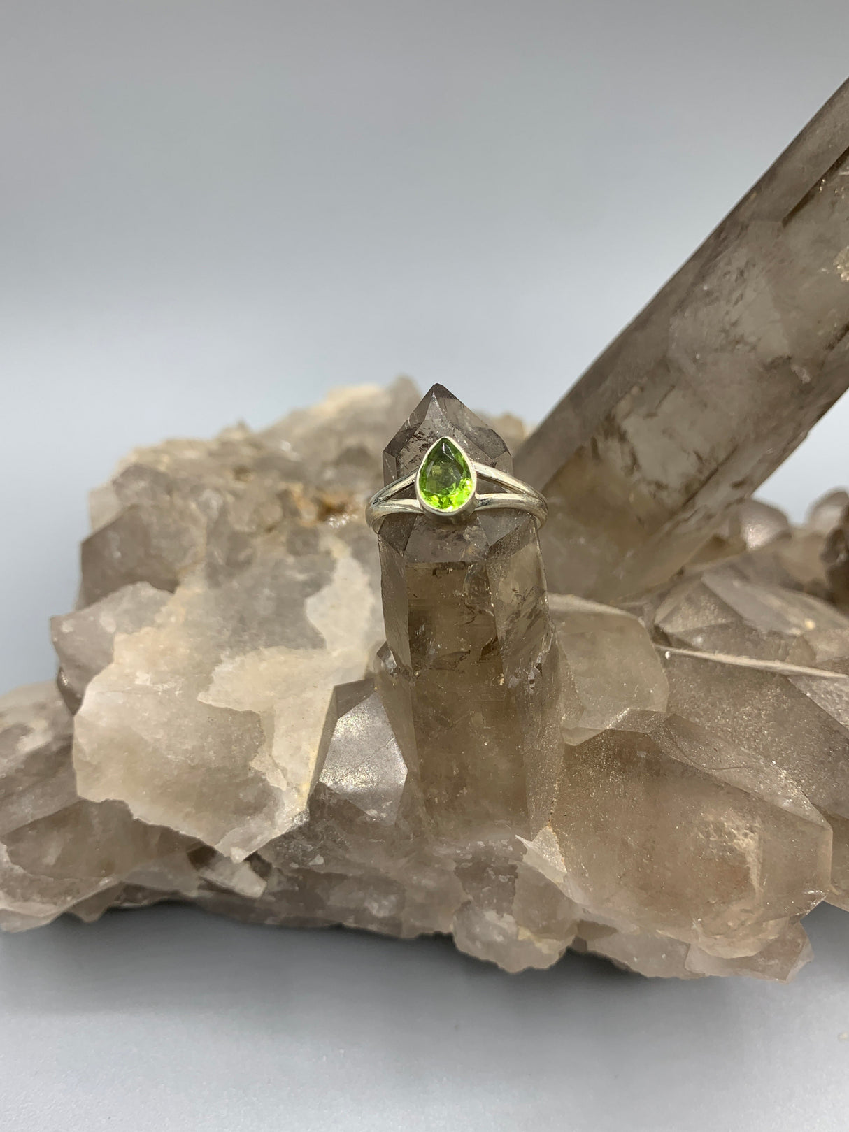 Sterling Peridot Teardrop Ring 6