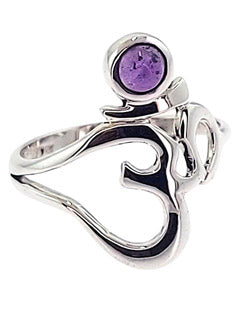 Om Amethyst Sterling Silver Ring 6