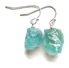 Rough Aquamarine Hanging Earrings