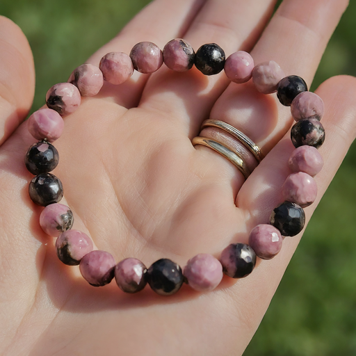 Faceted Rhodonite Bracelet 8mm