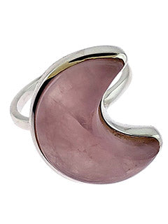 Rose Quartz Crescent Sterling Ring 9