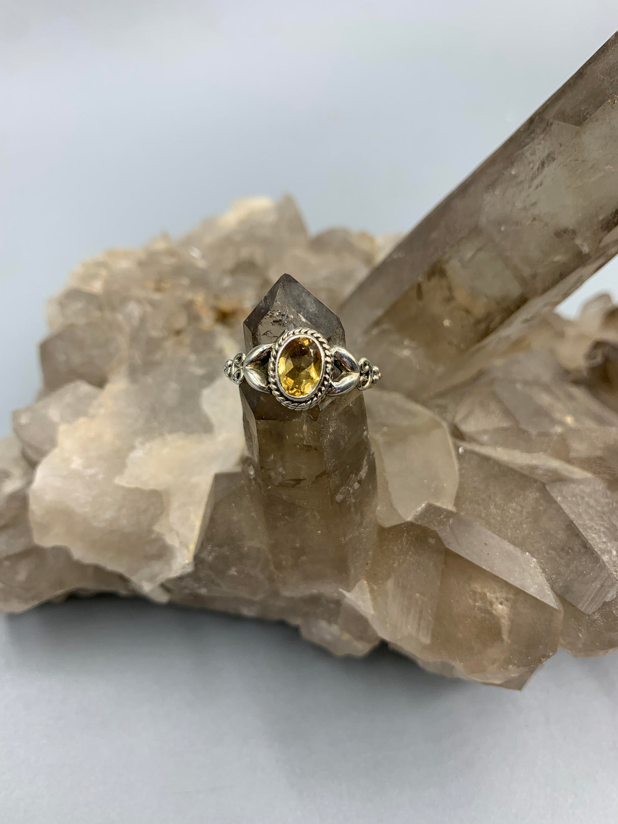 Sterling Silv. Citrine Oval Ring 7