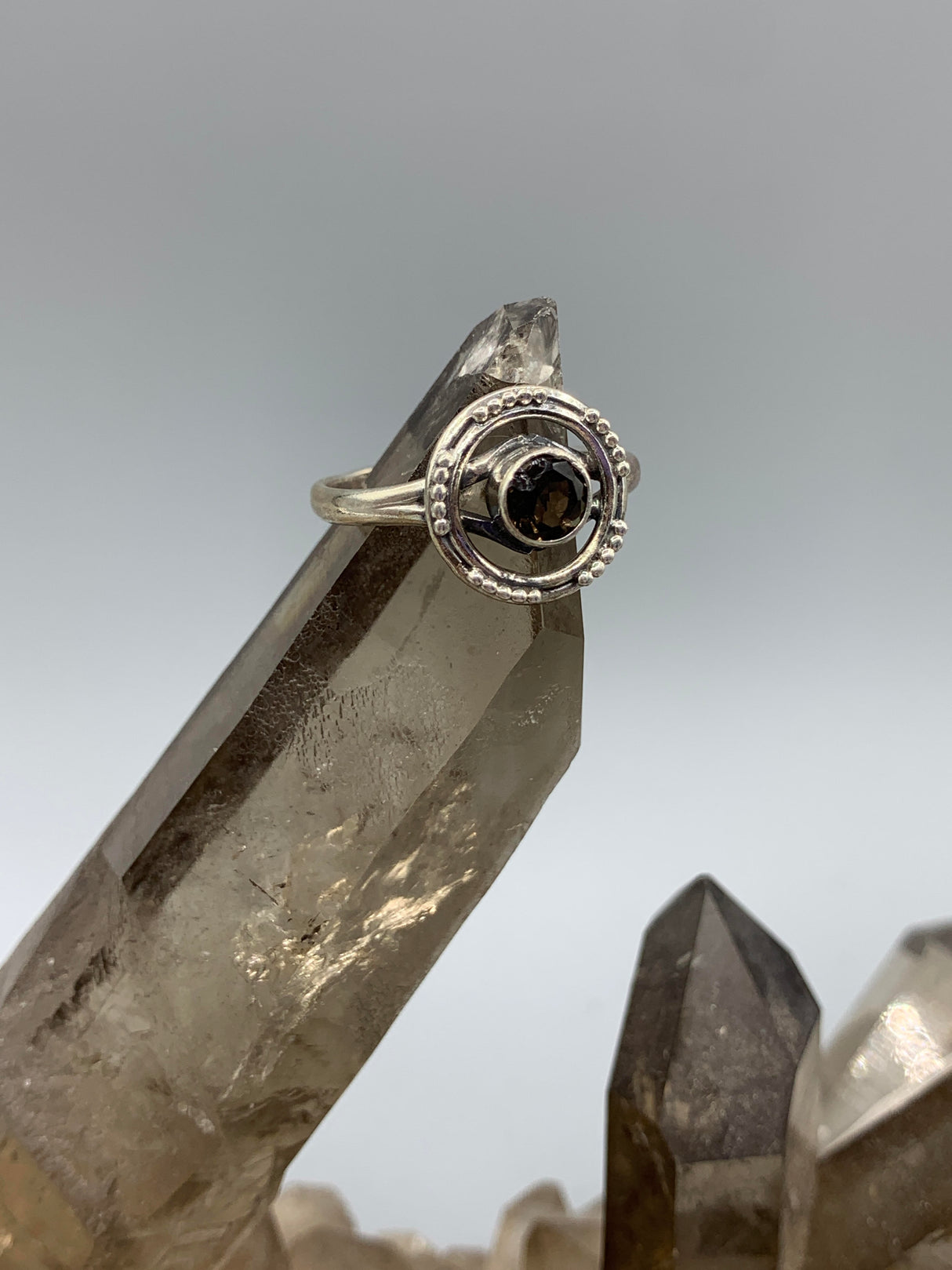 Sterling Silv. Smoky Quartz Ring 8