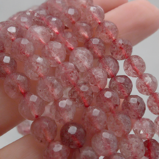 Faceted Strawberry Quartz Bracelet 8mm