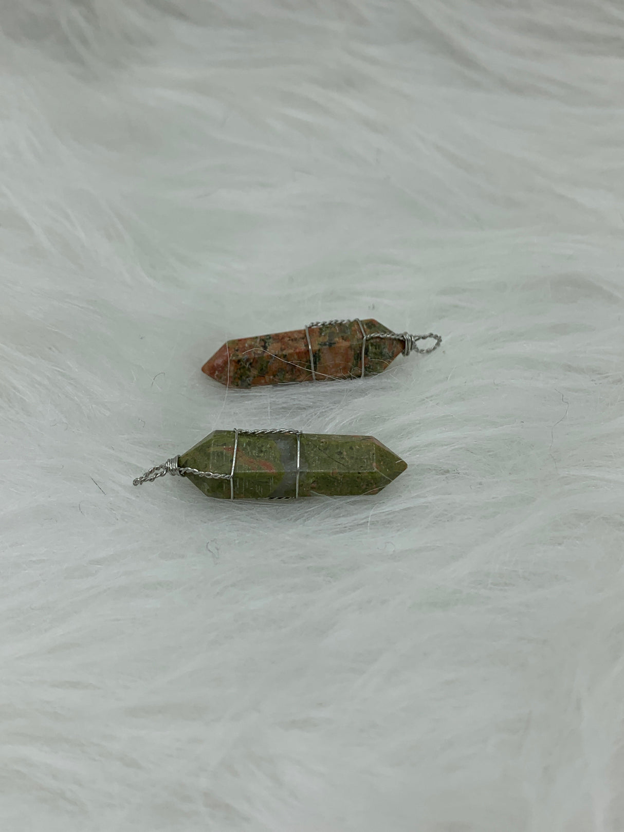 Wire Wrapped Unakite Pendant